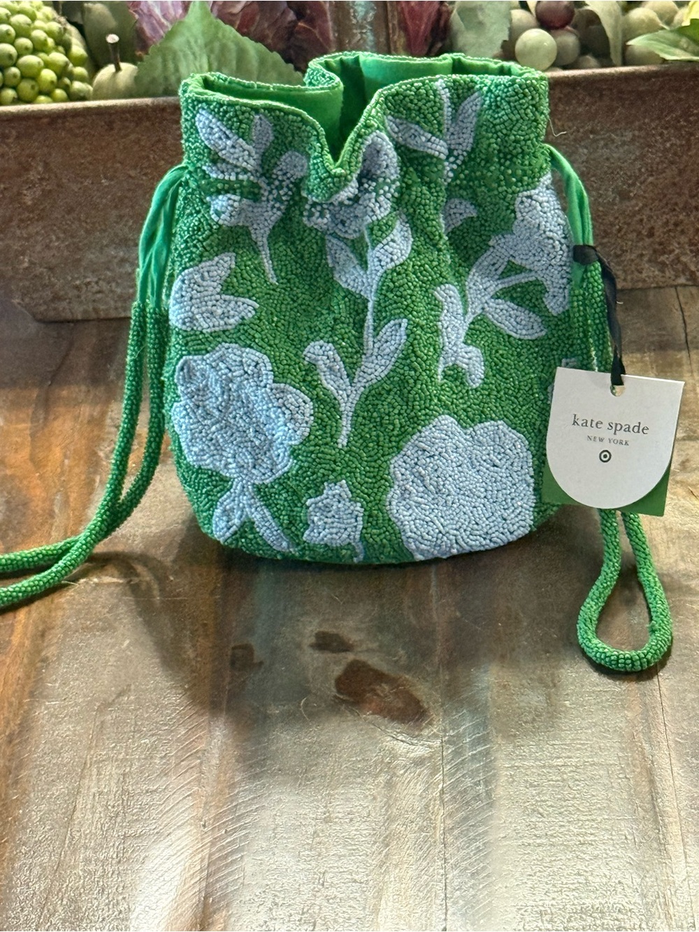 kate spade x Target Ltd Edition Beaded Classic Rose Drawstring Bucket Bag NWT